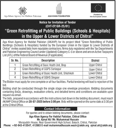 Aga Khan Agency for Habitat Chitral Tender Notice